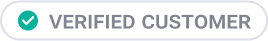Verified customer badge with teal checkmark