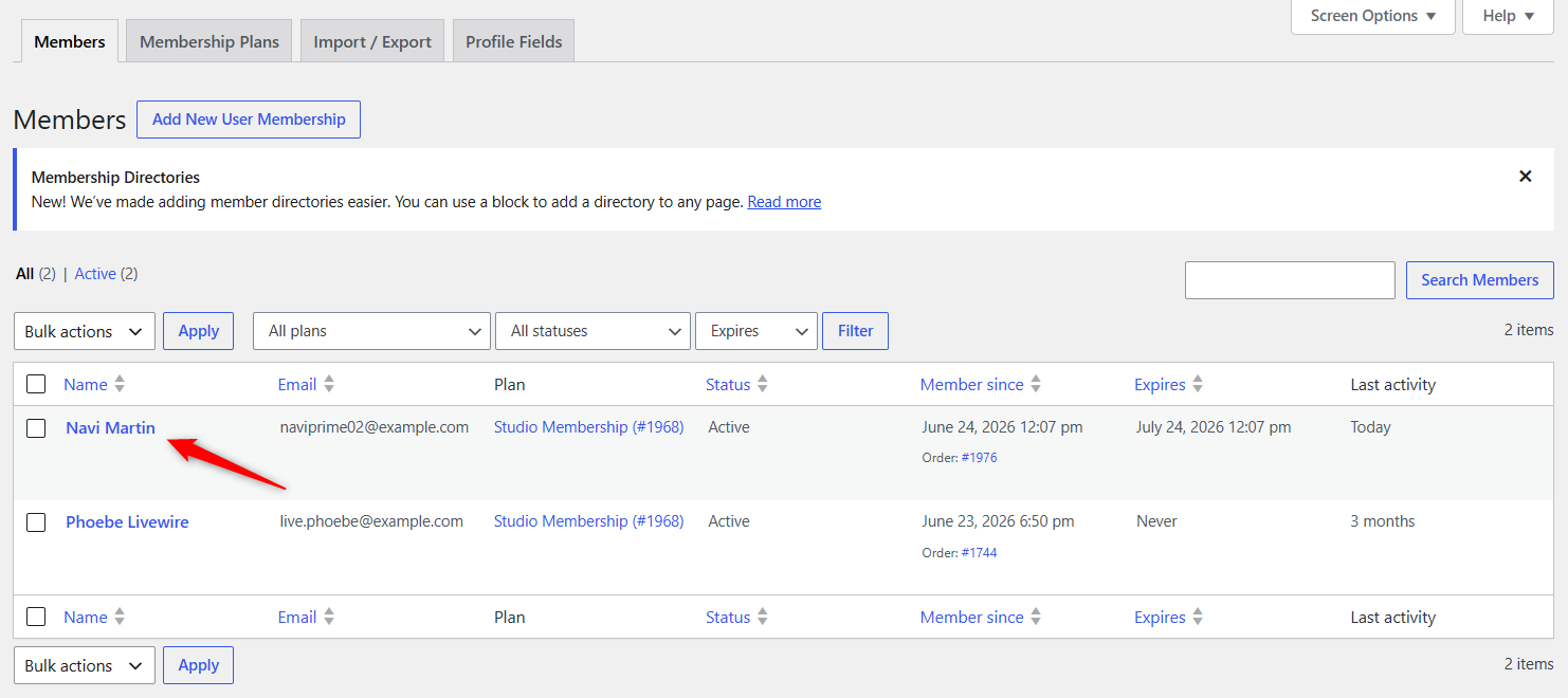 view-members-woocommerce-memberships-subscriptions - Sublium view members